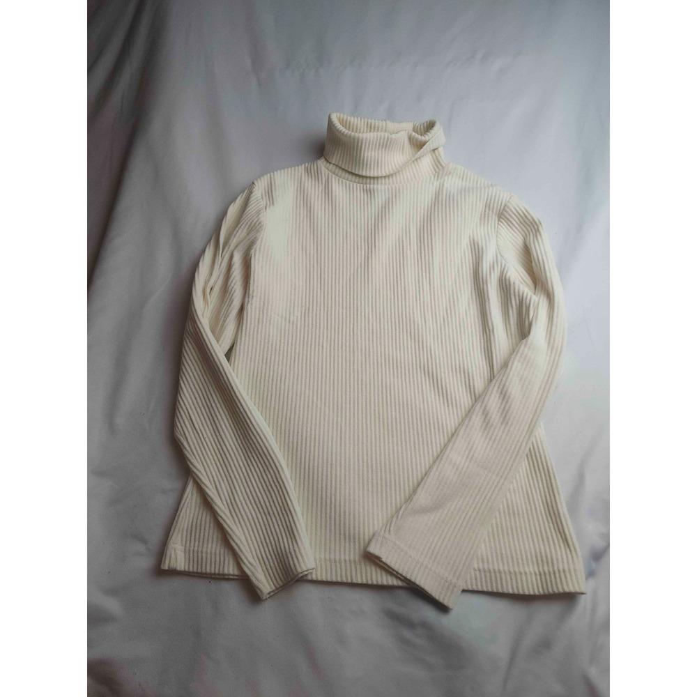 Vintage 90s Y2K Express Tricot Sweater Women M Beige Classic Layering Turtleneck